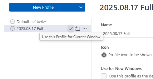 Activating the newly created profile